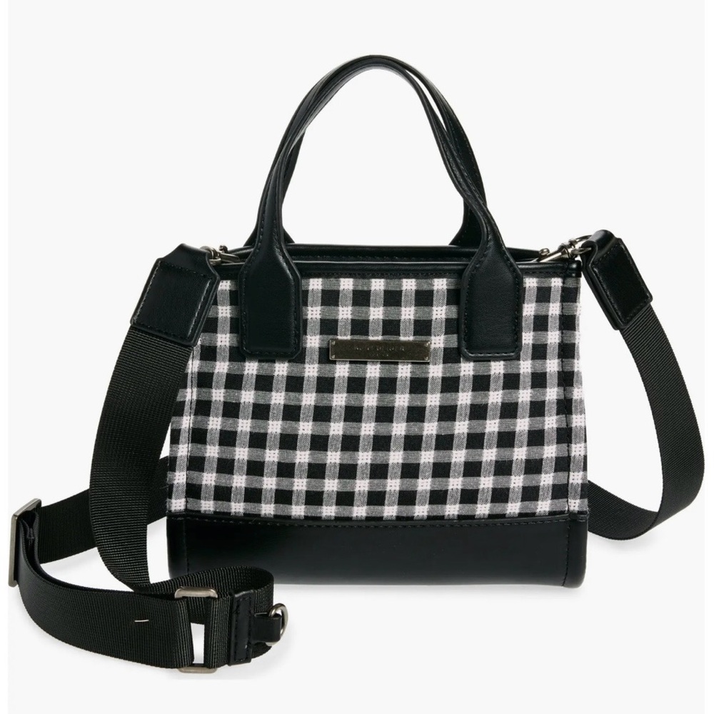 Kurt Geiger London Surrey Small Tote Bag in black-and-white gingham. - Picture 2 of 7